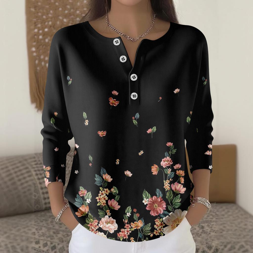 Women's Fashion Long Sleeve Plaid Geometric Print Top Elegant Casual Top
