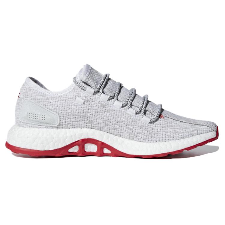 Adidas Pure Boost Fabric Lightweight Anti Slip Low top Running Shoes Unisex Gray White Red CM8333
