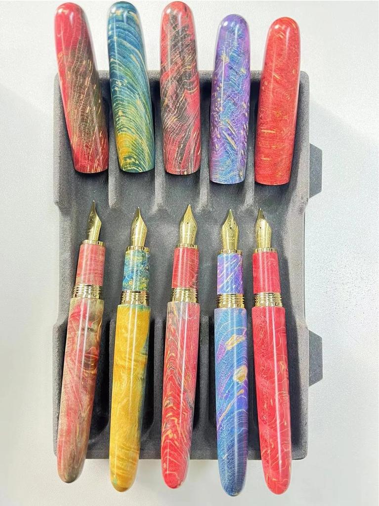 Handmade LacquerJinhao Pattern Stabilized Wood Fountain Pen Long Knife Nib Ink Pen School Office Supplies Students Writing Gift