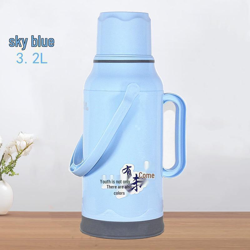 Large Leather-Covered Thermos Flask for Home or Dorm Use - Keeps Tea Warm, Plastic Exterior, Ideal for Students