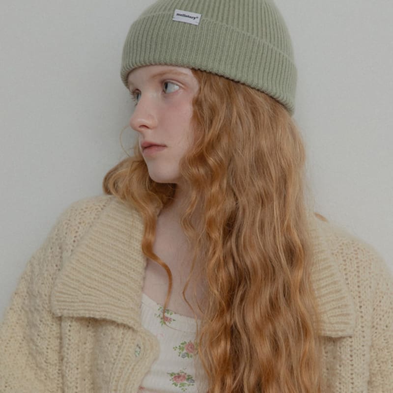 Mellotory 100% Cashmere Lip Line Beanie (olive)