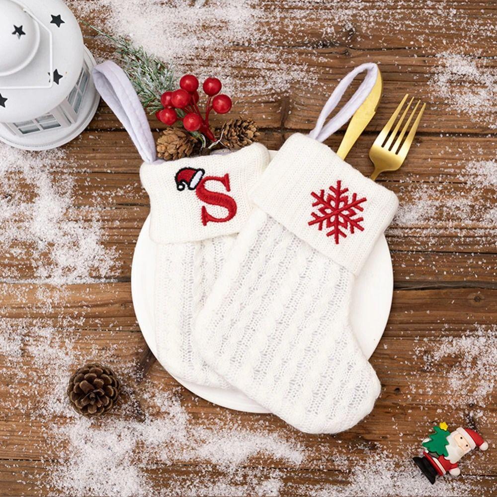 Embroidered Christmas Socks Alphabet Christmas Tree Pendant  Christmas Tree