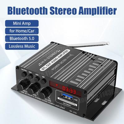 AK370 12V Mini Power Amplifier Home Car Class D Bluetooth Sound Amplifiers Stereo BASS Audio Amplify Support FM MP3 USB SD Input