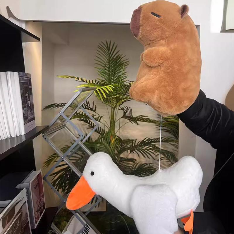Riding Crocodile And Goose Capybara Plushie Soft Fuzzy Plush Toy Doll Capibara Toy Throw Pillow Birthday Gift Home Decora