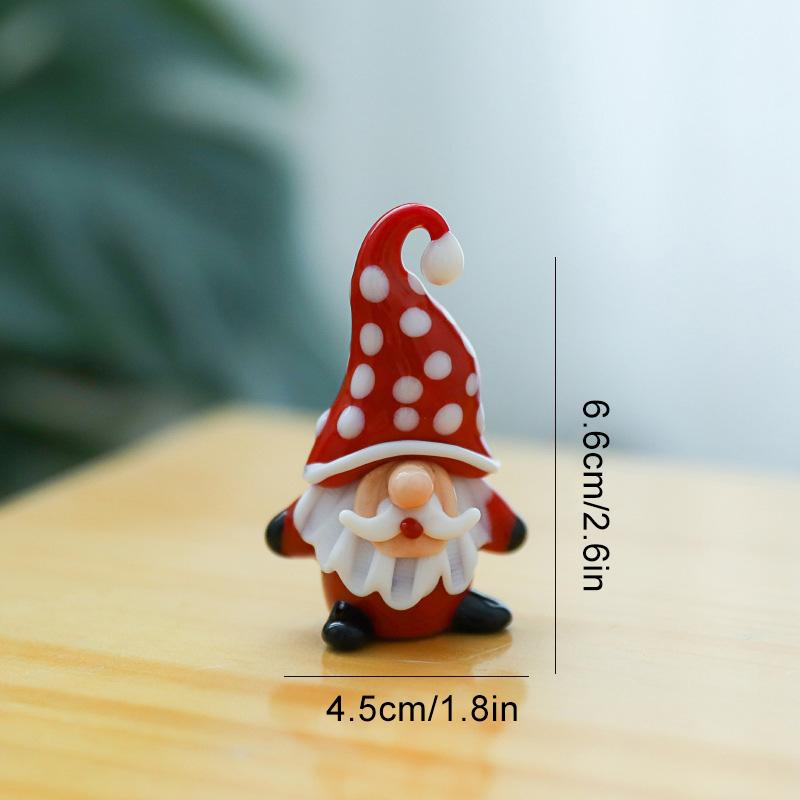1PC Cartoon Image Handcrafted Fairy Garden Exquisite Glass Cute Christmas Tree Ornament Mini Santa Claus Figurines Desk Ornaments