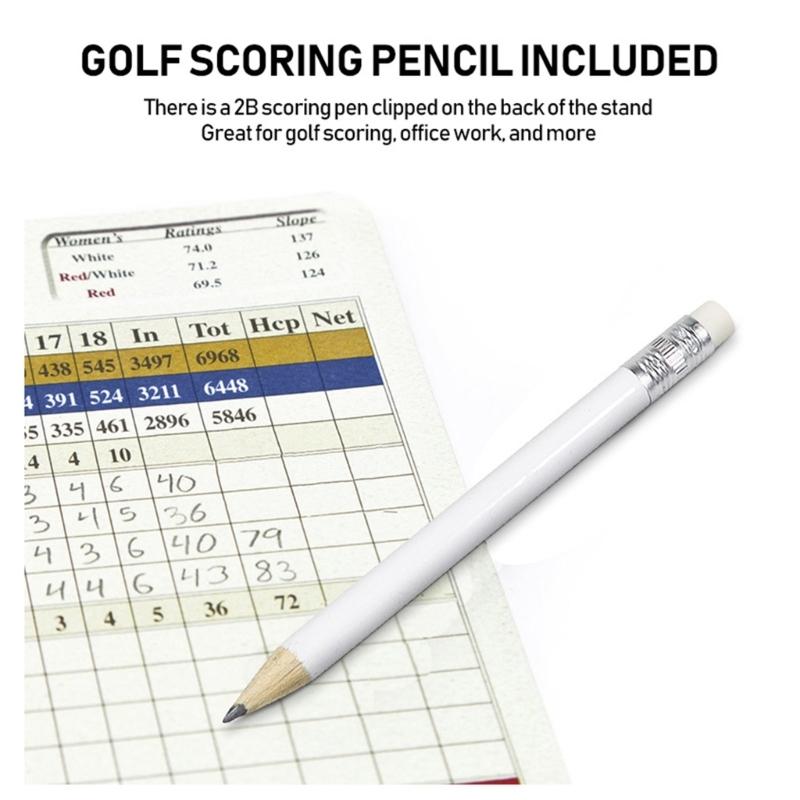 Outdoor Golfs Tees Holder Portable Golfs Tees Carriers Hanging Stand with 12pcs Tees, Green Fork, Pencil, GolfBall Marker
