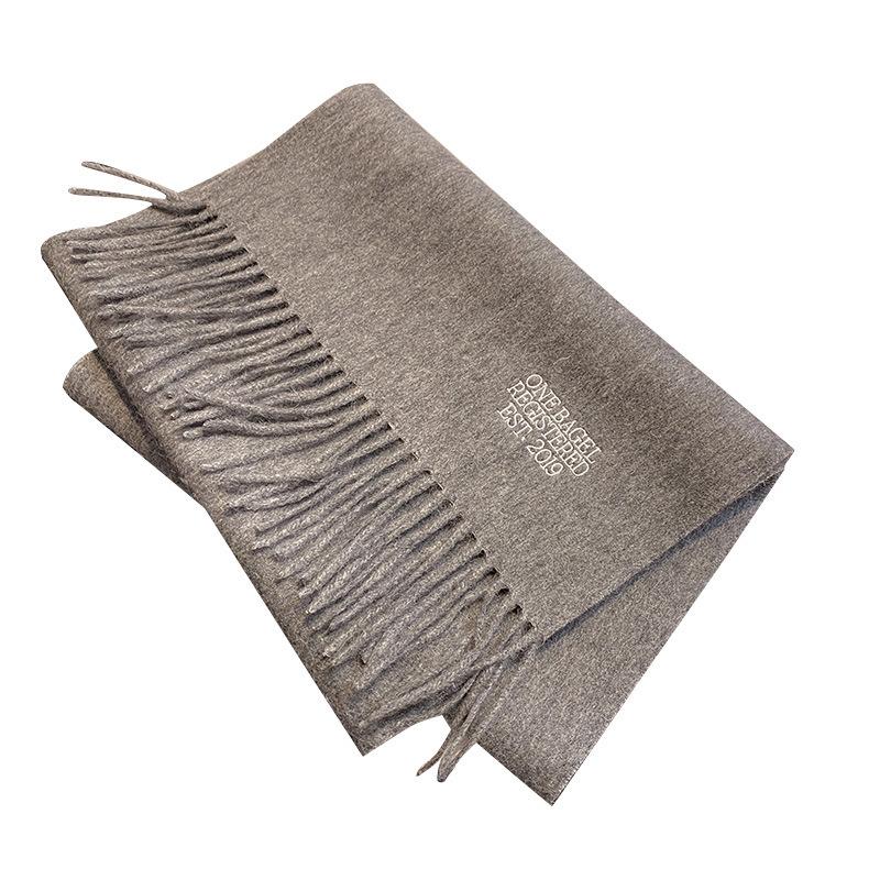Korean Style Basic Wool Scarf  Solid Color Embroidered and Fringed Men's and Women's Scarves