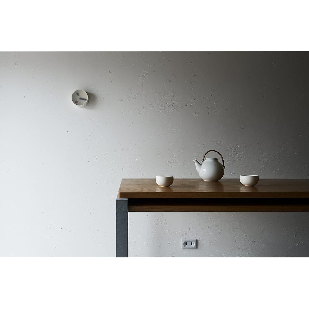 Lemnos Analog Wall Clock, Kehai, Plaster Aluminum, White, KM22-01 WH, Diameter 130mm X Thickness 55mm