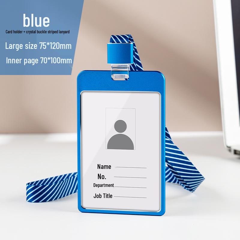 Aluminum Alloy ID Card Holder with Crystal Buckle Lanyard for Employees and Students