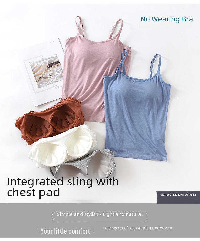 Women's Adjustable Spaghetti Strap Padded Camisole: Wireless Bra Cup, Slimming Fit