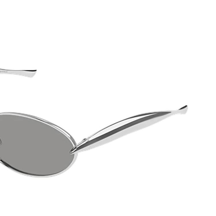 Bottega Veneta Solid Design Metal Oval Sunglasses Women Sunglasses Silver BV1386S007SILVERSILVERGREY