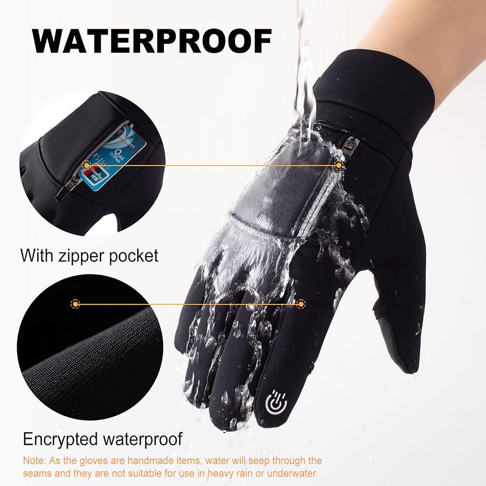 Winter Cycling Windproof Warm Gloves Waterproof Outdoor Bike Skiing Hiking Motorcycle Riding Gloves For Touch Screen Full Finger