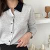 Shop   Women S Collared Button Long Sleeve Knit Cardigan White 21dS Wcd260098