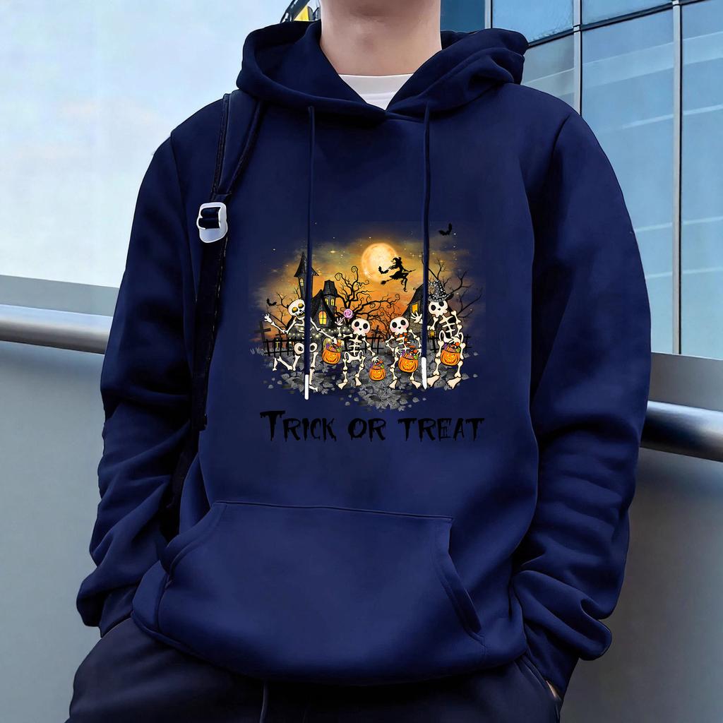 "Halloween"Men's Casual Hoodies Fleece Hip Hop 250g/m² Solid Pullover Sweatshirt Men Sportswear Clothing Sweatshirt Men's Clothing