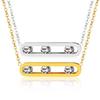 18K Colorfast Titanium Steel Necklace & Bracelet Set with Geometric Oval Frame and Zircon Pendant