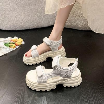 Platform Casual Sandals Women's Spring and Summer 2024 New Shit-stepping Soft-soled Velcro Sports Beach Sandals