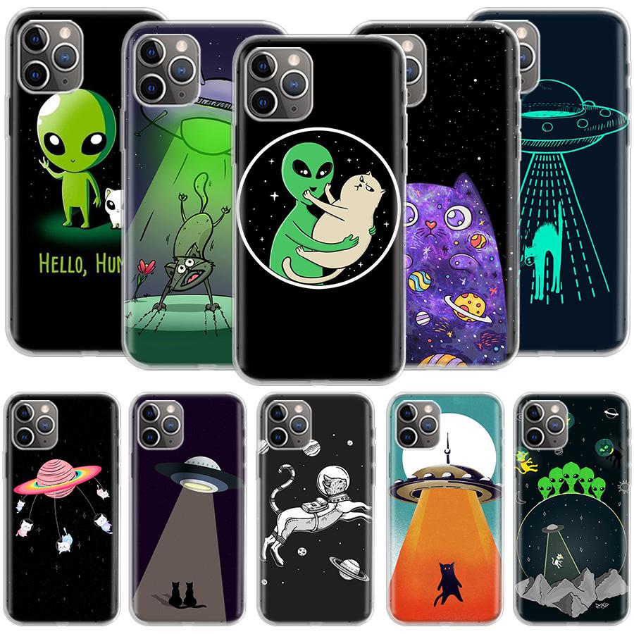 UFO Alien Cat universe Phone For Apple Iphone 12 13 Mini 15 Pro Max 11 Pro 14 Plus 16 Pro Max 16E Case Shell Cover Clear TPU Pr