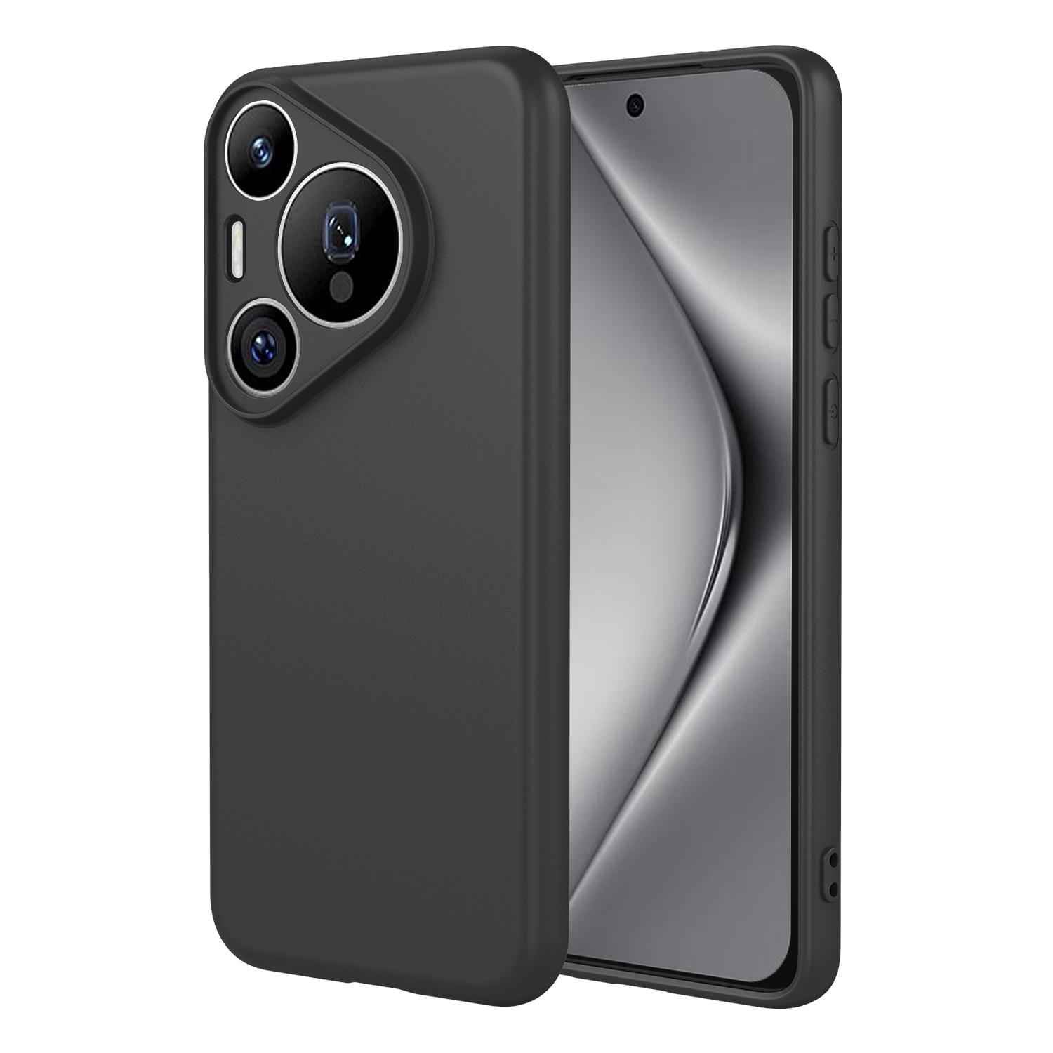 

Гибкий чехол из жидкого силикона ТПУ для Huawei Pura 70 Ultra Защитная накладка для Huawei P70 Pro Fundas Coque Capa Huawei Pura 70 чёрный