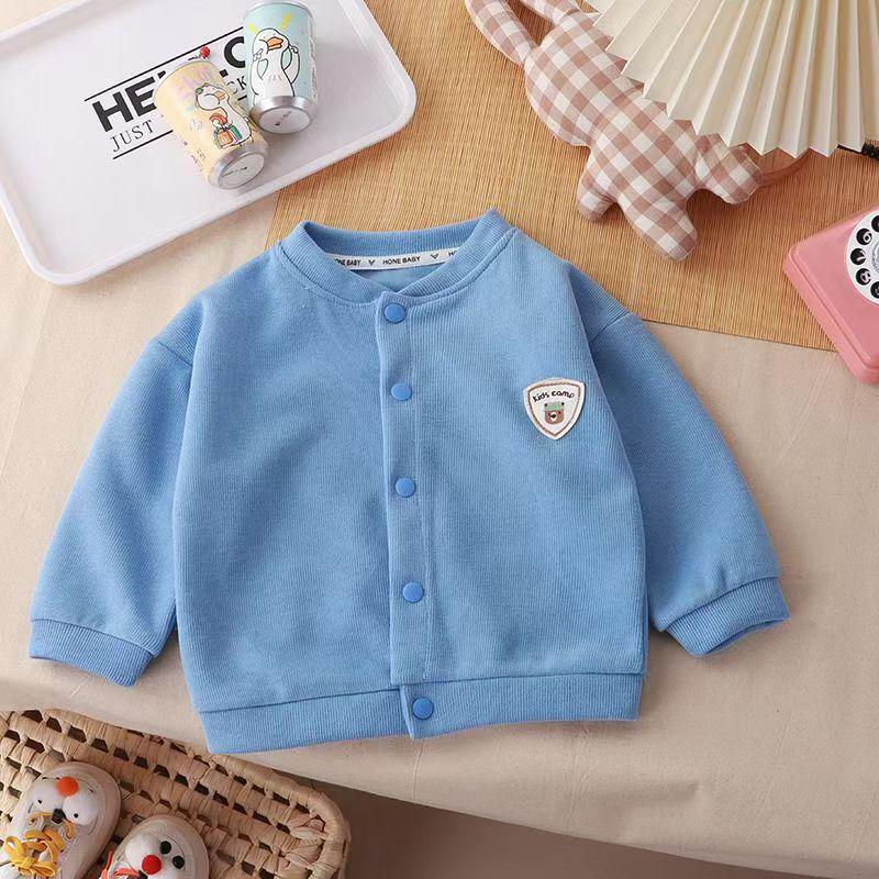 Stilvoller Strick-Cardigan mit langen Ärmeln für Baby-Jungen und -Mädchen - Frühling & Herbst Lässige Mode Basisschicht