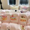Thickened Milk Fleece Three Small Towels Embroidery Series Four-Piece Set 1.2M Bed Sheet Three-Piece Set, Sweet