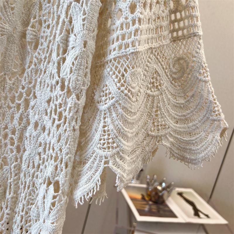 DIMANAF New Cardigan  Women Knitting Lace Long Vest Hollow Summer Style Basic Tops Tees Loose Clothing