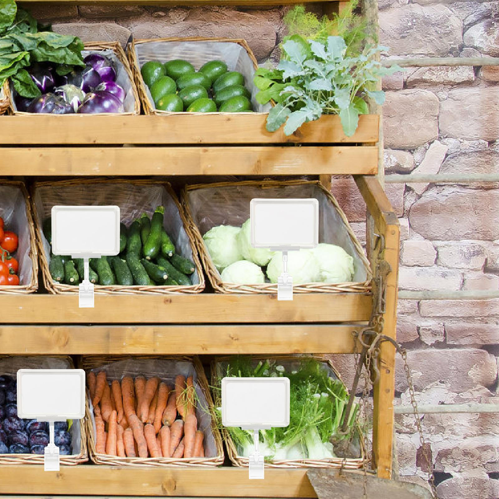 

4Pcs Sign Holder Clips Merchandise Reusable Double Swivel Price Tags Clamps for Restaurants білий