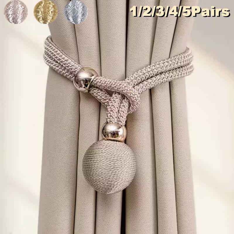1-5Pairs Adjustable French Ball Curtain Tiebacks High Quality Draped Holdbacks Decor Curtain Fixer Home Window Curtain Accessory