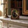 Lightweight Picture Frame Vintage Frame, Gold-Tone Round Oval Photo Arched Retro Long-term Hanging for Wall or Tabletop Display Home Decor