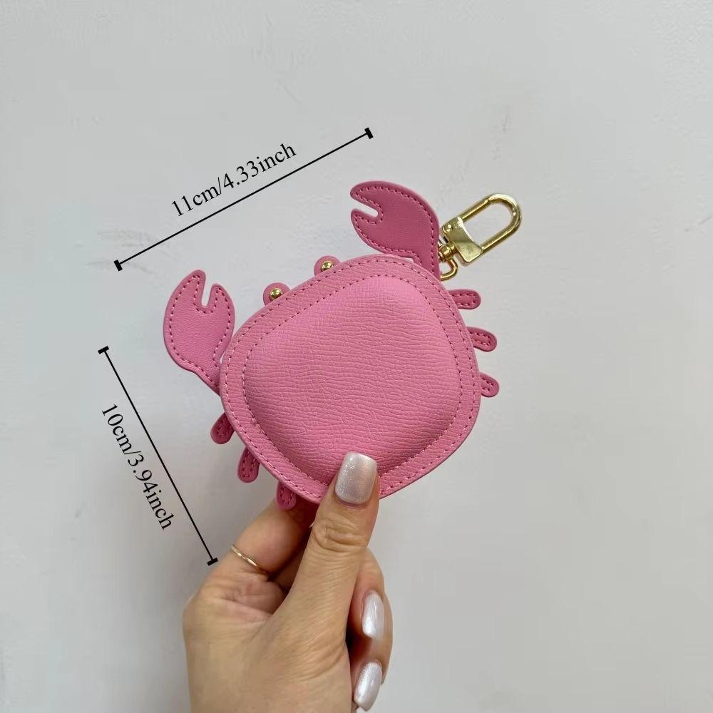 Cartoon Crab Coin Purse Keychain Zipper Small Purse Crab PU Leather Pendant Backpack Hanger Cute Earphone Bag Outdoor