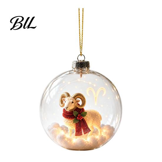 Festive Home Holiday Accents Zodiac Christmas Ornament, Twelve Sign Hanging Decoration, 2D Acrylic Decorative Ornaments for Holidays Horoscope Pendant