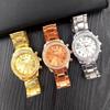 1PC Geneva Horloge Diamant Legering Stalen Band Horloge Dames-, Dames Quartz Horloge