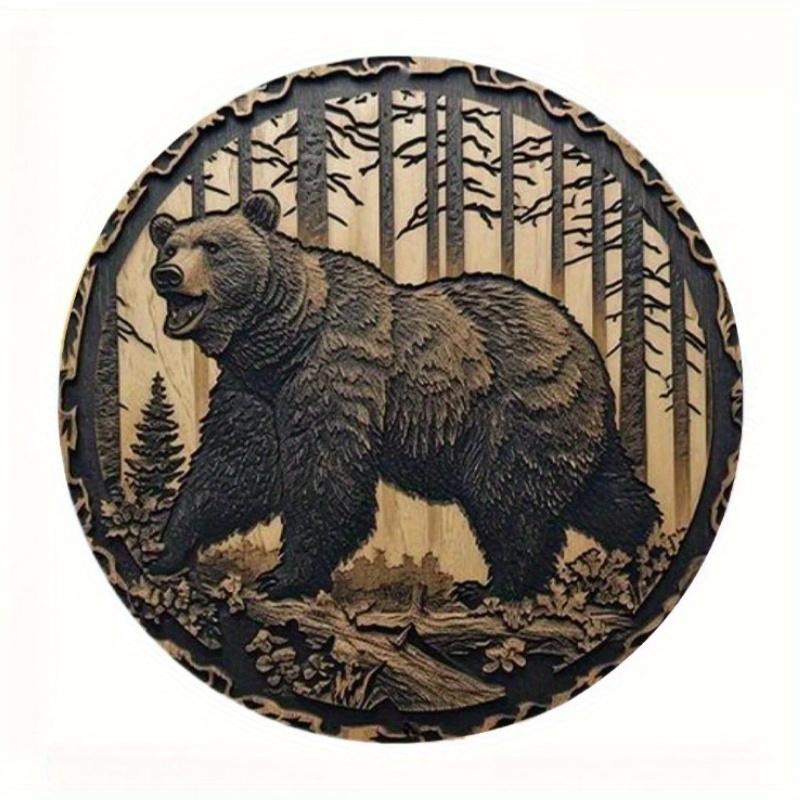 

2d Flat 20*20cm, Round Round Aluminum Sign, Brown Bear Sign Decor Gifts Theme, for Garden, Bar, Hotel, Cafe Decor. 20*20cm
