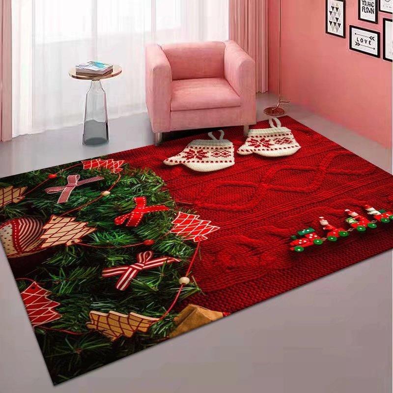 Christmas Carpet Living Room Red Room Decor Bedroom Area Rug Festival Decoration Home New Year's Decor Floor Mat Washable Gift