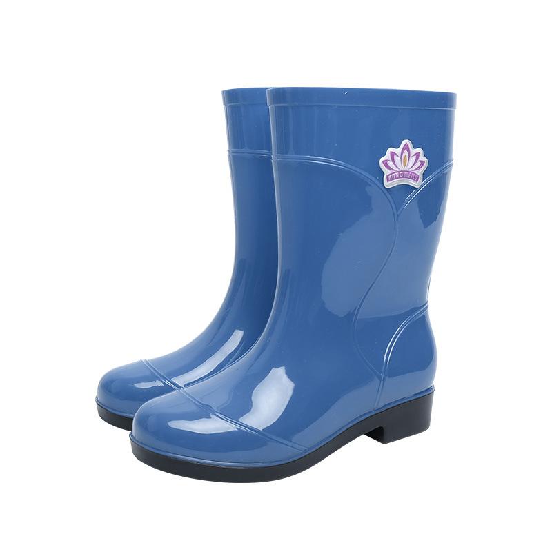 Water Shoes Velvet Cotton Women's Rain Boots Rain Shoes Anti-rubber Shoes Half Tube Water Boots Medium Tube Warm Explosion