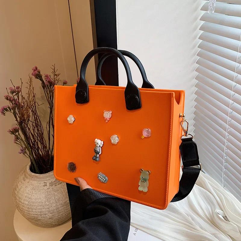 Leather women's bag monochromatic zipper women's shoulder bag beach bag waterproof bags new fashion