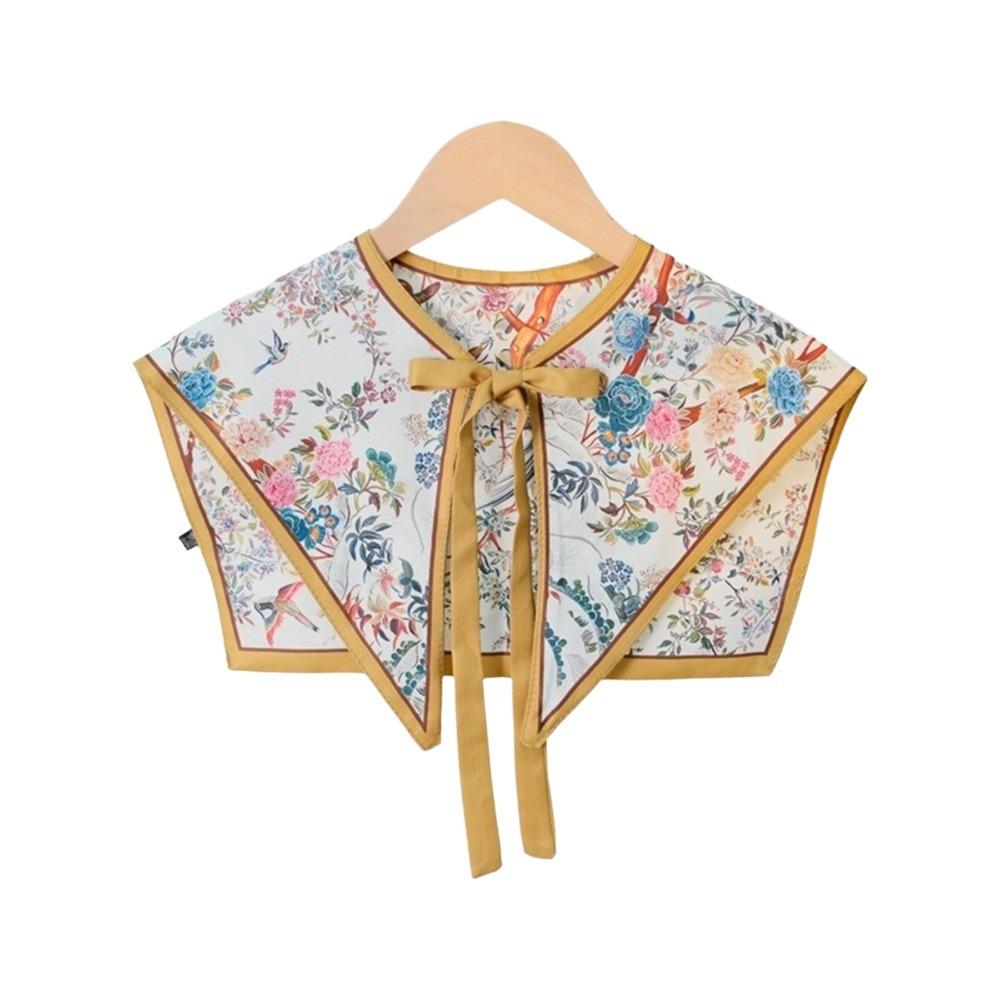 Floral Pattern Fake Collar Shawl Print Vintage Poncho Cape Detachable Fake Collar Capelet  Female