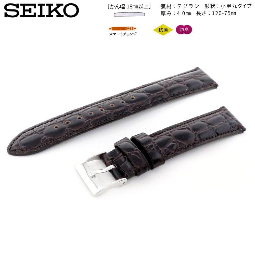 Watch Genuine Leather with Care Instructions [Seiko] Band, 19mm, Strap, Men's, (Dark Brown)