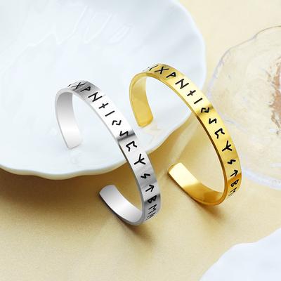 Viking C-Shaped Open Bangle Stainless Steel Titanium Gold Bracelet For Men Durable Stylish