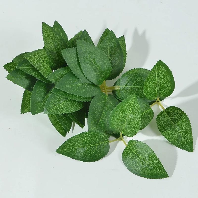 

20 шт. Шелковые розы Зеленый лист Искусственные растения Декоративные цветы для венков Рождество Домашний декор Свадебные аксессуары для невесты 20pcs
