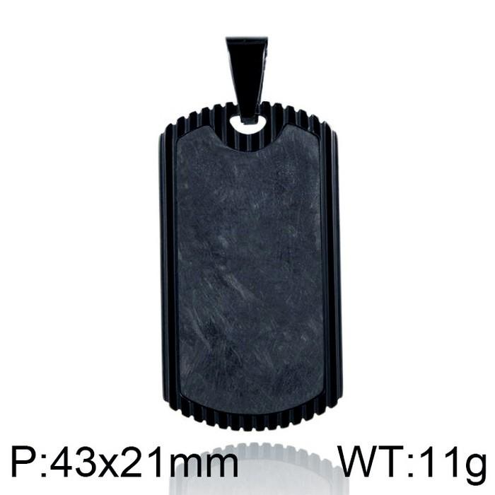 Hip Hop Personalized Black Gemstone Rectangle Pendant Necklace for Men Vintage Stainless Steel Charm Pendant Gift Trendy Jewelry