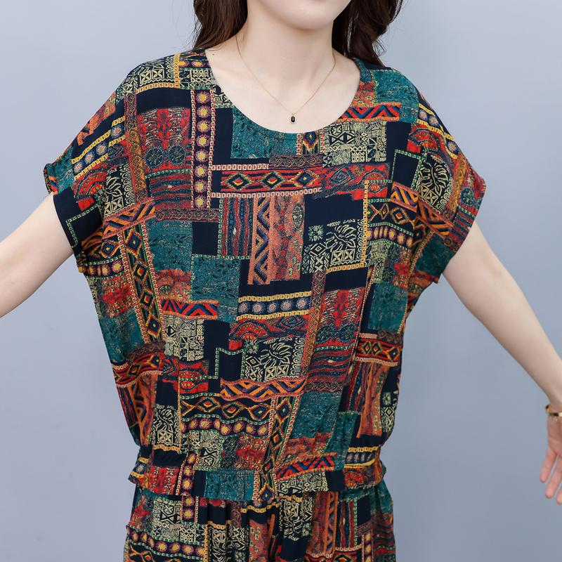 Plus Size Two Piece Sets Female Loose Elegant Pants and Blouse Set