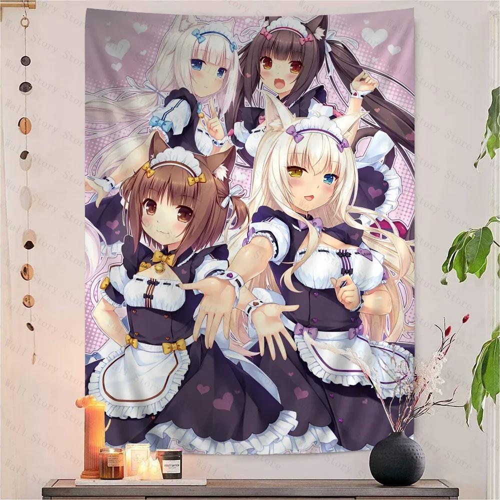 Anime NNekopara Movie Wall Tapestry Hippie Flower Wall Carpets Dorm Decor Wall Art Decor Living Room Tapestry Bedroom Tapestry