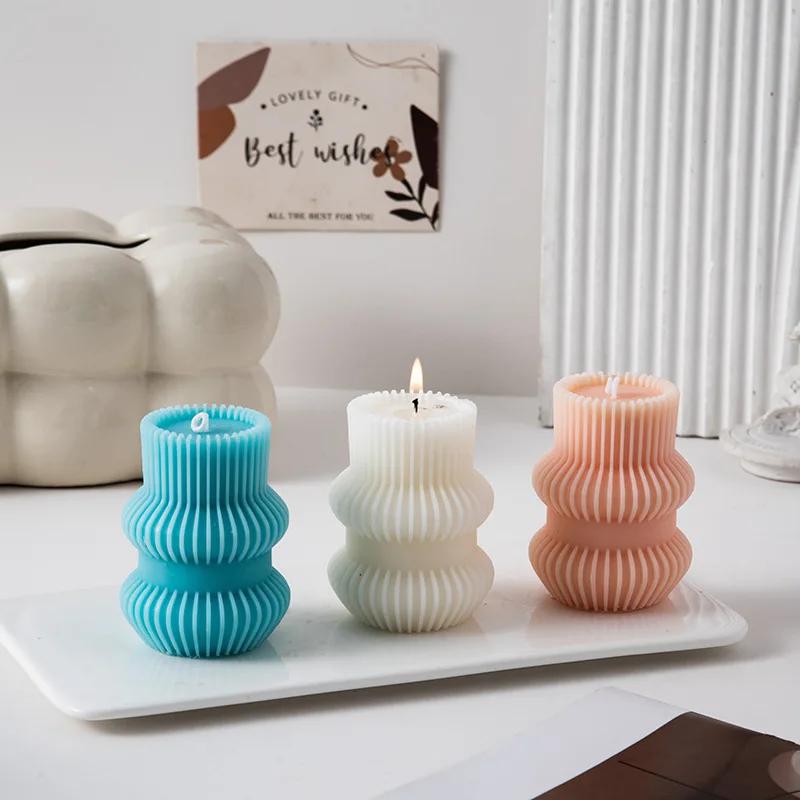 Ribbed Scented Candles Aesthetic Home Decorative Candles Smokeless Personalized Candles Guest Gift Lot