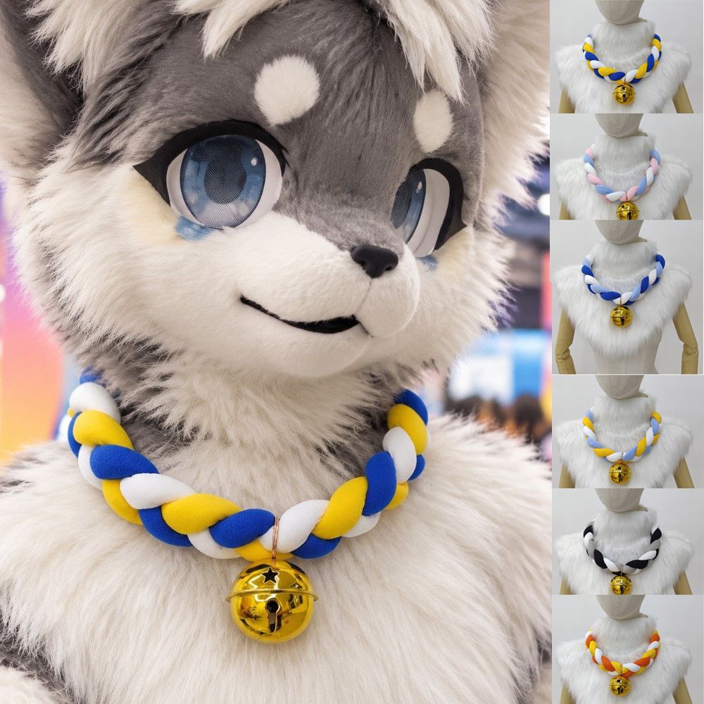 With Bell Fursuit Braided Choker Necklace Braided Rope Cosplay Costume Necklace Kigurumi