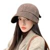 Manufacturer autumn and winter retro striped cap women's color matching hemming to show the face small casual hat spot