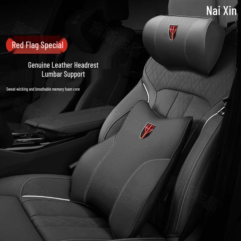 Cuscini Poggiatesta e Supporto Collo per Hongqi HS5/H5/HS7/H7/H9, Cuscini Lombari in Memory Foam per Interni Auto