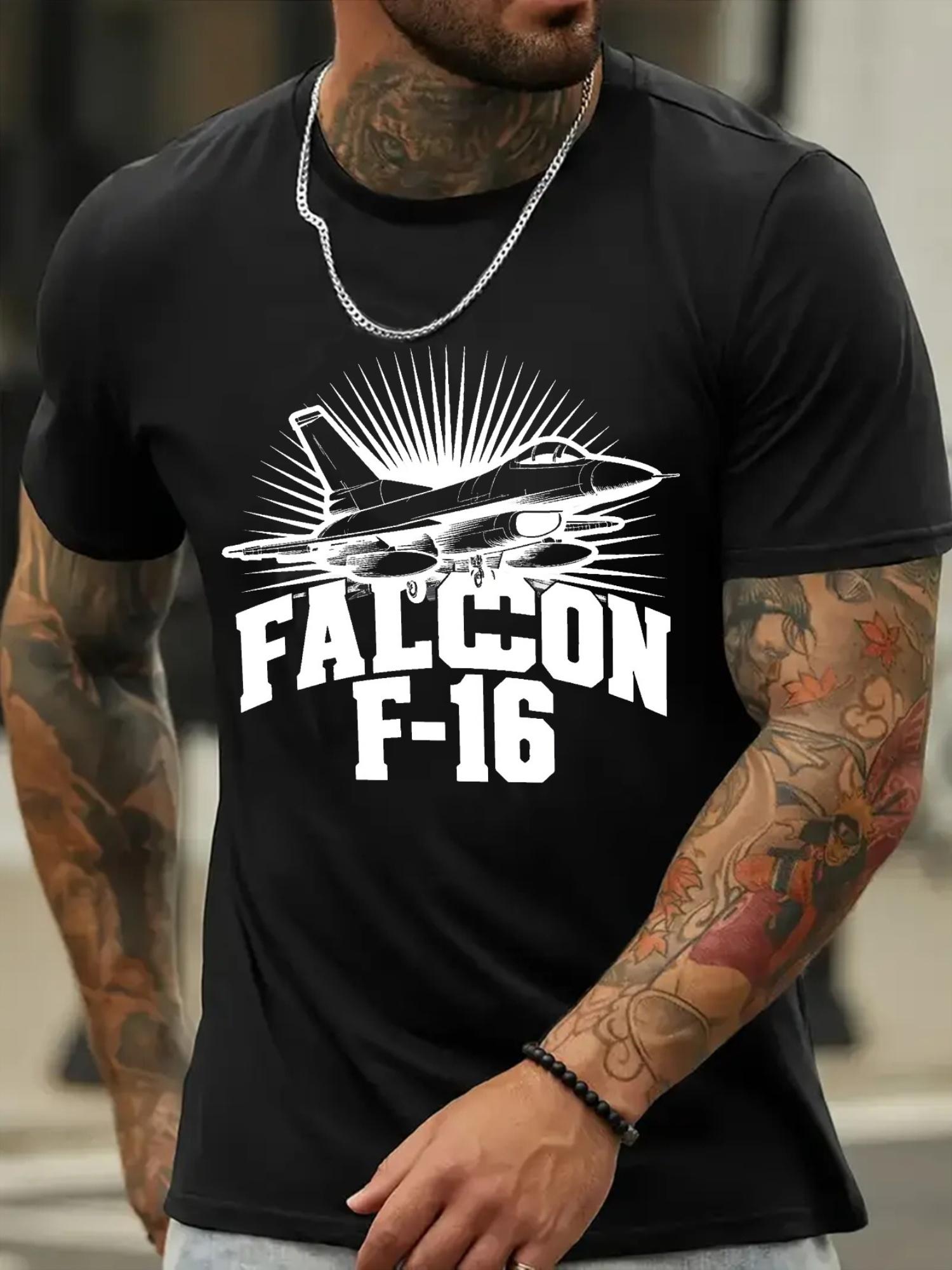 

Falcon F-16 Fighter Jet Graphic T-shirt - White Cotton Blend L