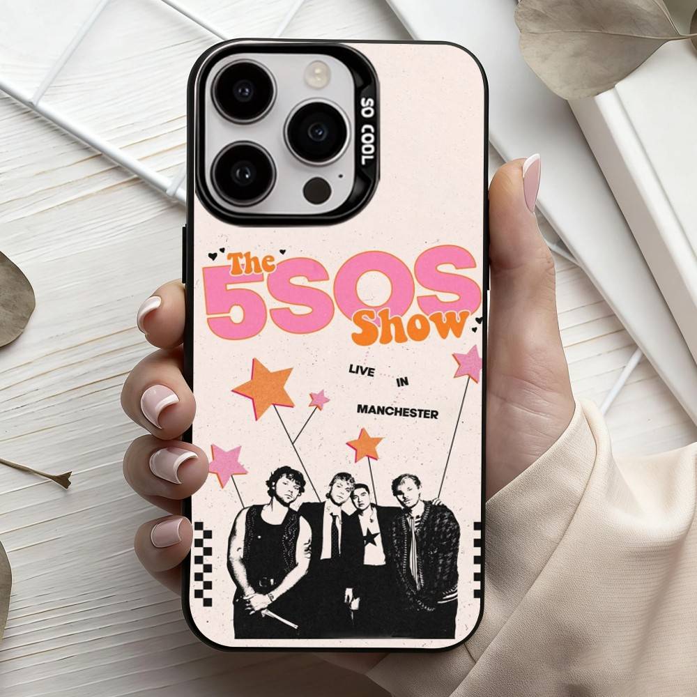 P-Popular Rock B-Band 5-5SOS Phone Case For iPhone17,16,15,14,13,12,11 Plus,Pro Max Black Candy Silver Plated Cover