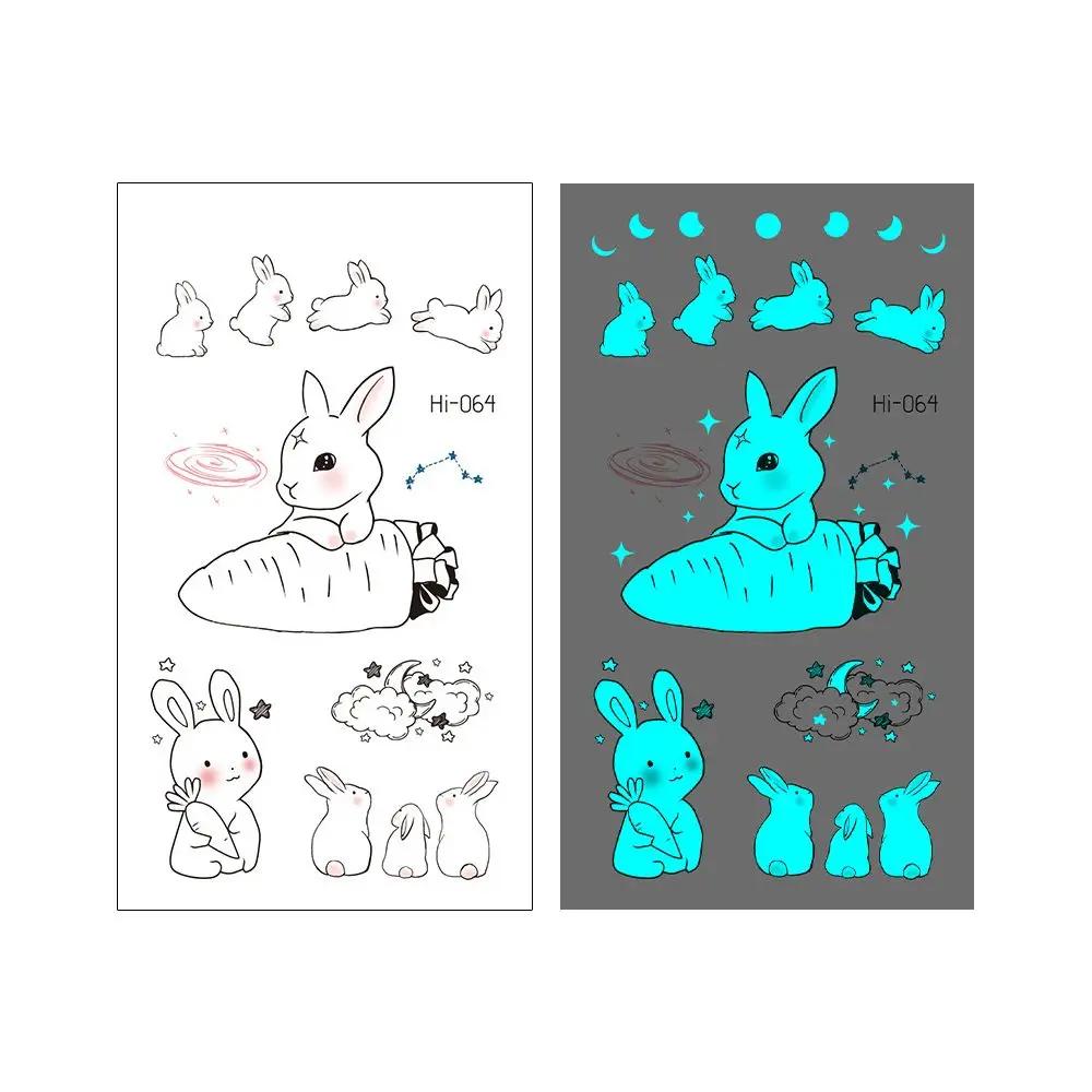 1Sheet Fashion Waterproof Blue Luminous Tattoo Sticker Star Feather Tattoo Sticker Body Art Removable Temporary Tattoos