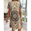 Women Bohemian V- Neck African Printed Ethnic Style Summer Bodycon Shift Dress
